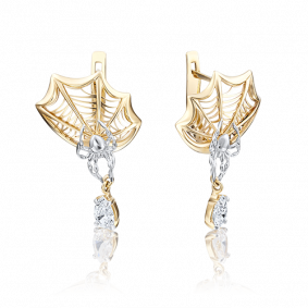 Серьги из лимонного золота Platina 02-3765-00-501-1130-38 с фианитом 02-3765-00-501-1130-38 фото