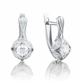 Серьги из белого золота Platina 02-3766-00-501-1120-38 с фианитом 02-3766-00-501-1120-38 фото
