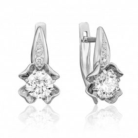 Серьги из белого золота Platina 02-3780-00-501-1120-38 с фианитом 02-3780-00-501-1120-38 фото