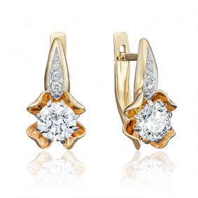 Серьги из лимонного золота Platina 02-3780-00-501-1130-38 с фианитом 02-3780-00-501-1130-38 фото