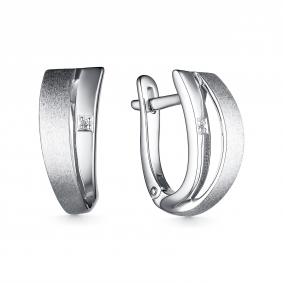 Серебряные серьги АЛЬКОР 02-3793/000Б-00 с бриллиантом 02-3793/000Б-00 фото