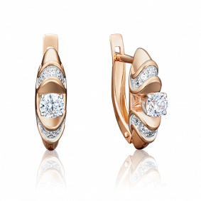 Серьги из комбинированного золота Platina 02-3803-00-501-1111-38 с фианитом 02-3803-00-501-1111-38 фото