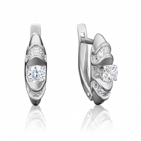 Серьги из белого золота Platina 02-3803-00-501-1120-38 с фианитом 02-3803-00-501-1120-38 фото