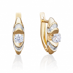 Серьги из комбинированного золота Platina 02-3803-00-501-1121-38 с фианитом 02-3803-00-501-1121-38 фото