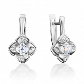 Серьги из белого золота Platina 02-3804-00-501-1120-38 с фианитом 02-3804-00-501-1120-38 фото
