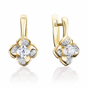 Серьги из лимонного золота Platina 02-3804-00-501-1130-38 с фианитом 02-3804-00-501-1130-38 фото