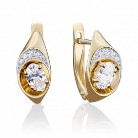 Серьги из лимонного золота Platina 02-3807-00-501-1130-38 с фианитом 02-3807-00-501-1130-38 фото