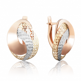 Серьги из комбинированного золота Platina 02-3811-00-000-1140-48 02-3811-00-000-1140-48 фото