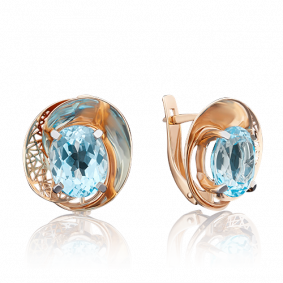 Золотые серьги Platina 02-3825-00-201-1110-46 с топазом 02-3825-00-201-1110-46 фото