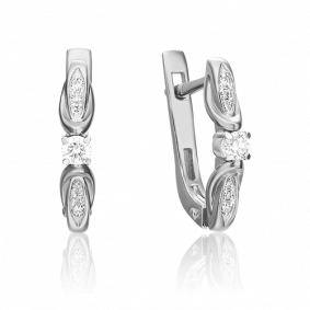 Серьги из белого золота Platina 02-3845-00-101-1120-30 с бриллиантом 02-3845-00-101-1120-30 фото