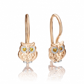 Золотые серьги Platina 02-3846-00-404-1110-03 с ювелирным кристаллом 02-3846-00-404-1110-03 фото