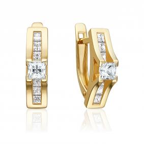 Серьги из лимонного золота Platina 02-3859-00-401-1130 с фианитом 02-3859-00-401-1130 фото