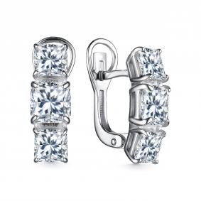 Серебряные серьги АЛЬКОР 02-3863/00КЦ-00 с фианитом 02-3863/00КЦ-00 фото