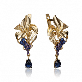 Серьги из лимонного золота Platina 02-3873-01-404-1130-48 с фианитом 02-3873-01-404-1130-48 фото