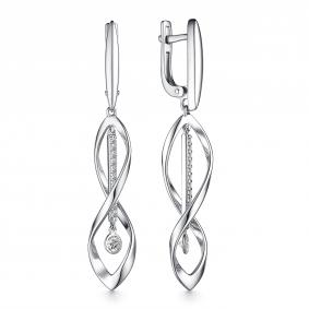 Серебряные серьги АЛЬКОР 02-3881/00СВ-00 с фианитом 02-3881/00СВ-00 фото