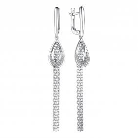 Серебряные серьги АЛЬКОР 02-3882/00КЦ-00 с фианитом 02-3882/00КЦ-00 фото