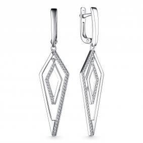 Серебряные серьги АЛЬКОР 02-3883/00КЦ-00 с фианитом 02-3883/00КЦ-00 фото