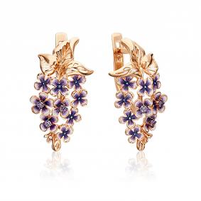 Золотые серьги Platina 02-3885-00-404-1110-48 с фианитом и эмалью 02-3885-00-404-1110-48 фото