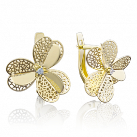 Серьги из лимонного золота Platina 02-3886-00-401-1130-48 с фианитом 02-3886-00-401-1130-48 фото