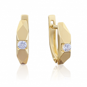 Серьги из лимонного золота Platina 02-3887-00-101-1130-30 с бриллиантом 02-3887-00-101-1130-30 фото