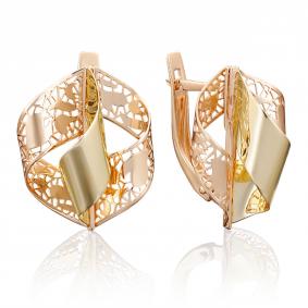Серьги из комбинированного золота Platina 02-3893-00-000-1113-48 02-3893-00-000-1113-48 фото