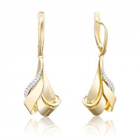 Серьги из лимонного золота Platina 02-3896-00-401-1130-03 с фианитом 02-3896-00-401-1130-03 фото