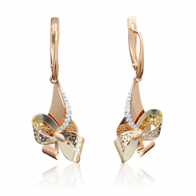 Серьги из комбинированного золота Platina 02-3897-00-401-1113-48 с фианитом 02-3897-00-401-1113-48 фото