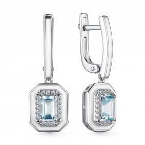 Серебряные серьги АЛЬКОР 02-3897/00ТБ-00 с топазом, фианитом и эмалью 02-3897/00ТБ-00 фото