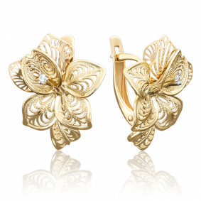 Серьги из лимонного золота Platina 02-3900-00-401-1130-48 с фианитом 02-3900-00-401-1130-48 фото