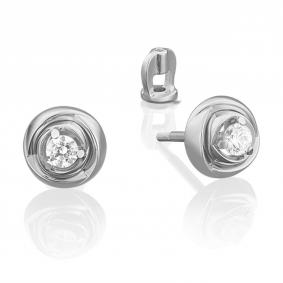 Серьги из белого золота Platina 02-3931-00-101-1120-30 с бриллиантом 02-3931-00-101-1120-30 фото