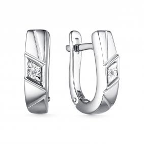 Серебряные серьги АЛЬКОР 02-3946/000Б-00 с бриллиантом 02-3946/000Б-00 фото