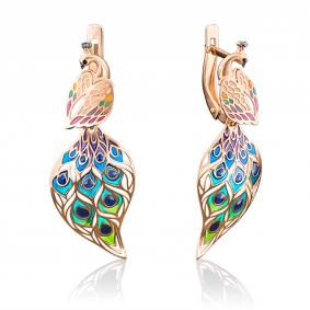 Золотые серьги Platina с витражной эмалью 02-3951-00-000-1110-48 02-3951-00-000-1110-48 фото