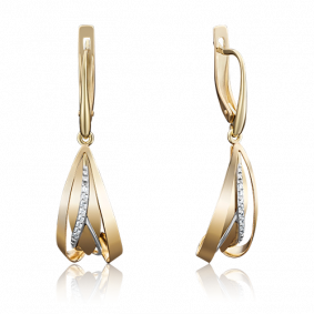 Серьги из лимонного золота Platina 02-3953-00-401-1130-48 с фианитом 02-3953-00-401-1130-48 фото