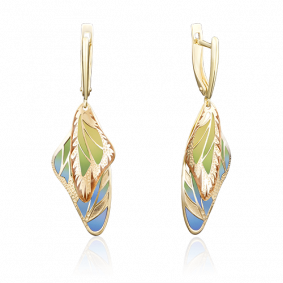 Серьги из лимонного золота Platina 02-3954-00-000-1130-48 с эмалью 02-3954-00-000-1130-48 фото