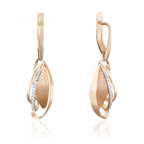 Золотые серьги Platina 02-3957-00-401-1110-48 с фианитом 02-3957-00-401-1110-48 фото
