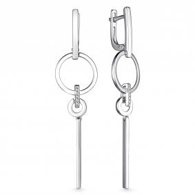 Серебряные серьги АЛЬКОР 02-3958/00КЦ-00 с фианитом 02-3958/00КЦ-00 фото