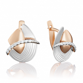 Серьги из комбинированного золота Platina 02-3967-00-401-1111-65 с фианитом 02-3967-00-401-1111-65 фото