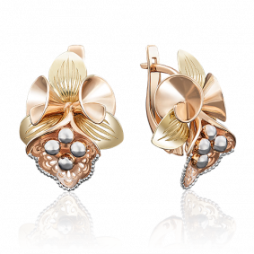 Серьги из комбинированного золота Platina 02-3971-00-000-1113-48 02-3971-00-000-1113-48 фото