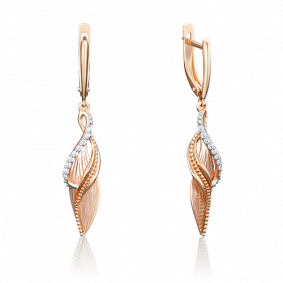 Золотые серьги Platina 02-3972-00-401-1110-48 с фианитом 02-3972-00-401-1110-48 фото