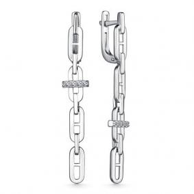 Серебряные серьги АЛЬКОР 02-3982/00КЦ-00 с фианитом 02-3982/00КЦ-00 фото