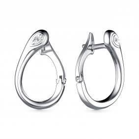 Серебряные серьги АЛЬКОР 02-3985/000Б-00 с бриллиантом 02-3985/000Б-00 фото