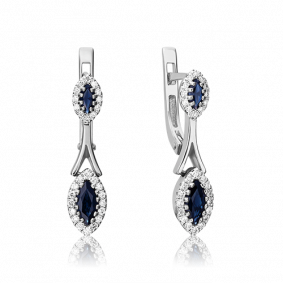 Серьги из белого золота Platina 02-3994-00-105-1120-30 с бриллиантом и сапфиром 02-3994-00-105-1120-30 фото