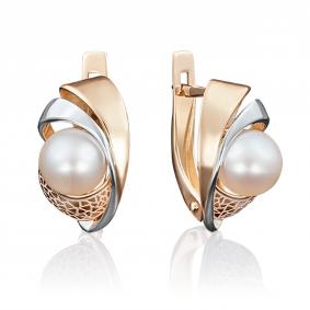 Золотые серьги Platina 02-3996-00-301-1110-48 с жемчугом 02-3996-00-301-1110-48 фото