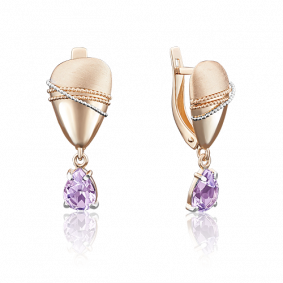Серьги из комбинированного золота Platina 02-3999-00-203-1111-46 с аметистом 02-3999-00-203-1111-46 фото