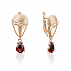 Серьги из комбинированного золота Platina 02-3999-00-204-1111-46 с гранатом 02-3999-00-204-1111-46 фото