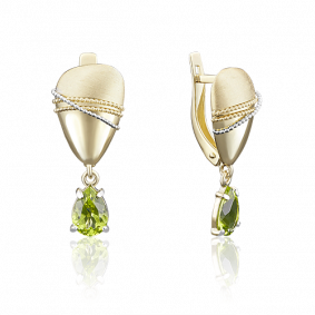 Серьги из комбинированного золота Platina 02-3999-00-205-1121-46 с хризолитом 02-3999-00-205-1121-46 фото