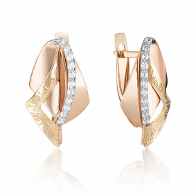 Серьги из комбинированного золота Platina 02-4004-00-401-1113-48 с фианитом 02-4004-00-401-1113-48 фото