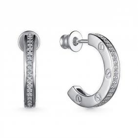 Серебряные серьги АЛЬКОР 02-4021/00КЦ-00 с фианитом 02-4021/00КЦ-00 фото