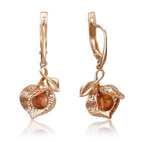 Золотые серьги Platina 02-4022-01-271-1110-58 с янтарём 02-4022-01-271-1110-58 фото