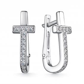 Серебряные серьги АЛЬКОР 02-4022/00КЦ-00 с фианитом 02-4022/00КЦ-00 фото